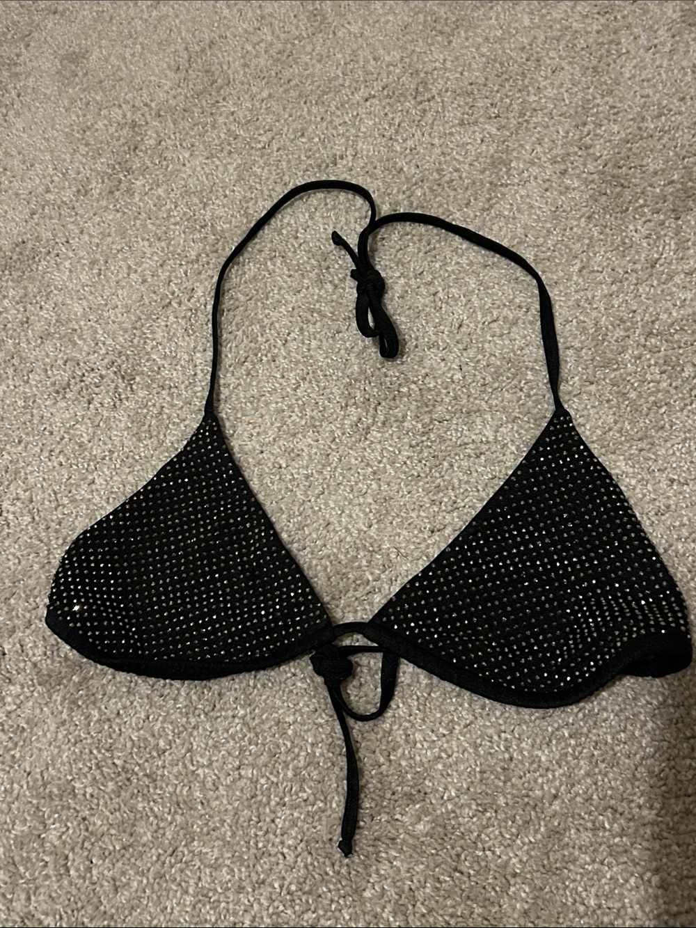 NOCTURNE Sparkle Black Halter Triangle Bikini Top